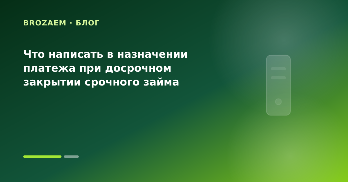 Что написать в назначении платежа при досрочном закрытии срочного займа — иллюстрация Клубника Займ
